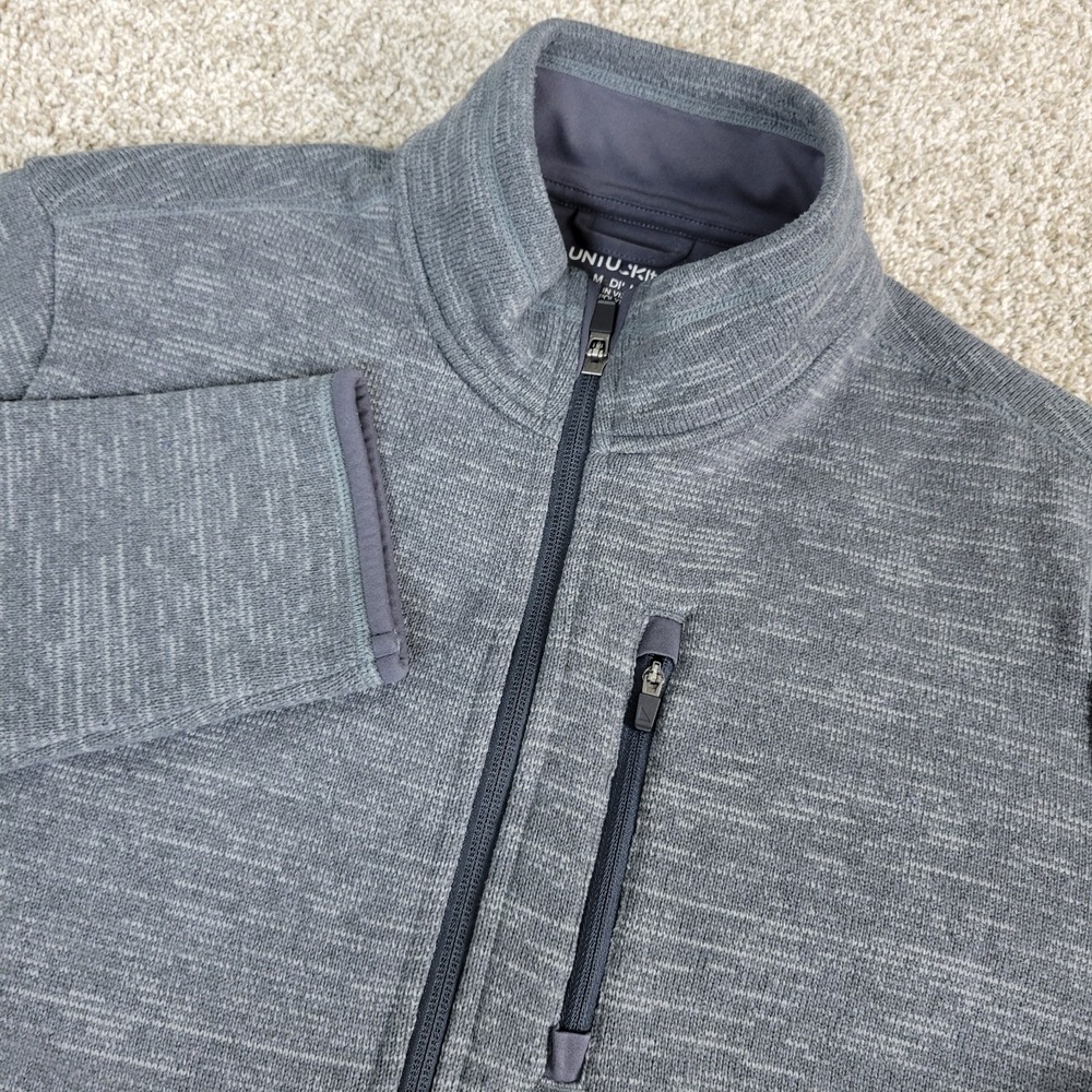 Untuckit Mens Medium Gray Fleece Full Zip Jacket Long Sleeve Mock Neck